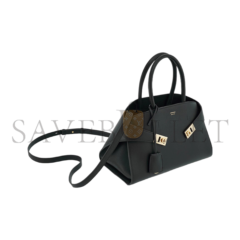 FERRAGAMO SMALL GANCINI LEATHER TOTE BAG (31.5*22*19cm)